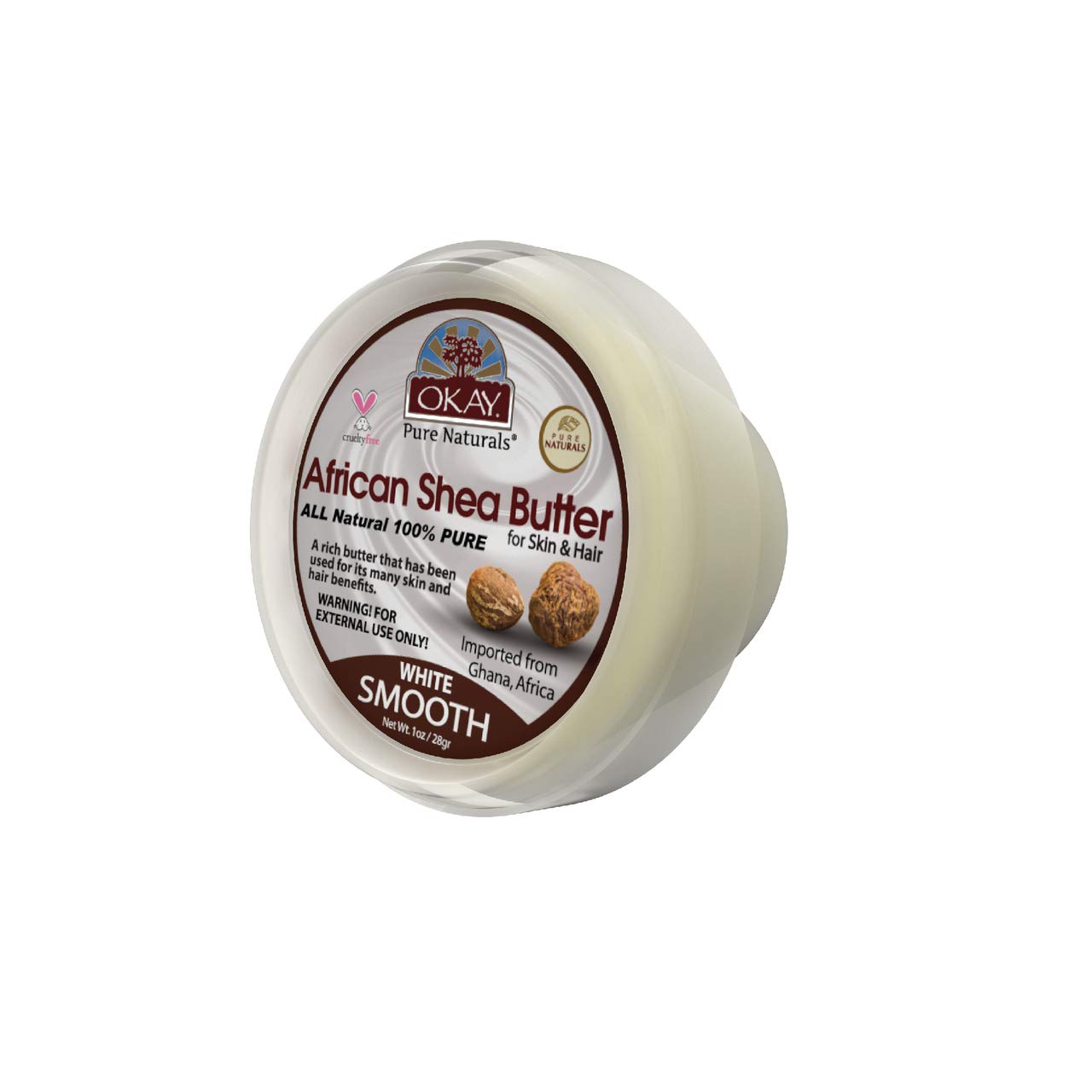 Okay Shea Butter Jar, White, 1 Ounce